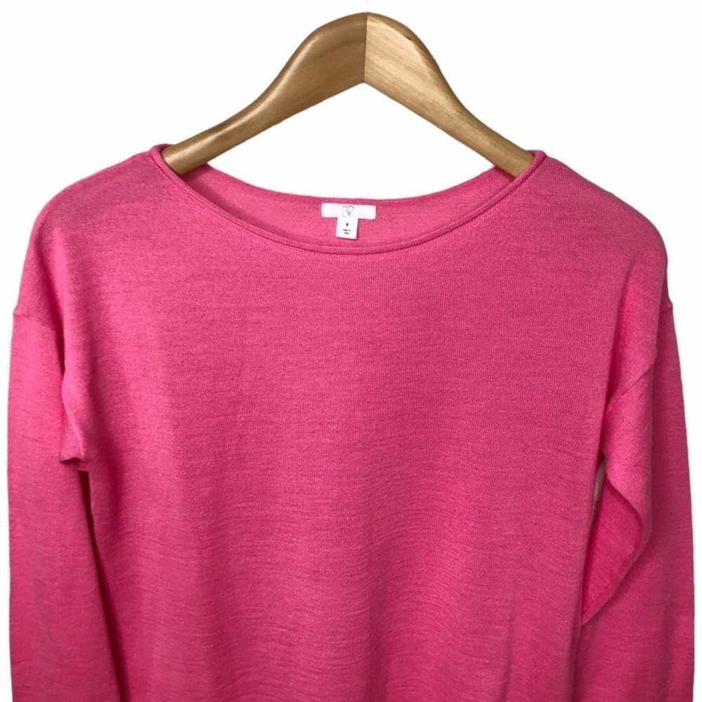 BP Pullover Knit Sweater High Low Hem Pink Size Medium Rolled Neckline - Picture 3 of 7